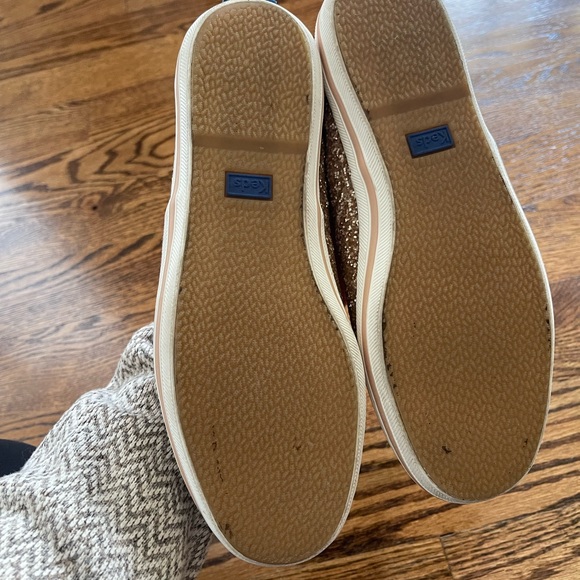 Kate Spade Keds Rose Gold Glitter Lace Up Shoes Sneakers Size 7 - Picture 9 of 10